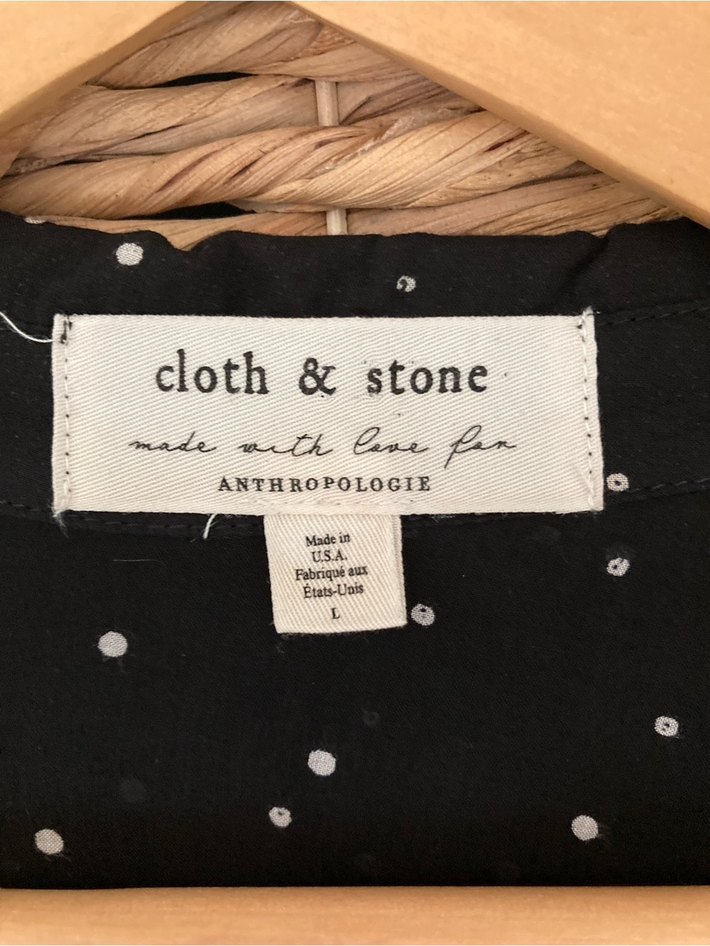 Cloth & Stone by Anthropologie Black Button-Up Shirt with White Dot Print - Picture 5 of 6